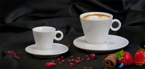 Kávéscsésze+alj, fehér, 22cl, 2db-os szett, "CoffeeTime"