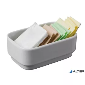   Cukor és teafilter tartó, négyszögletes, fehér, 11x7,5cm, "CoffeeTime"