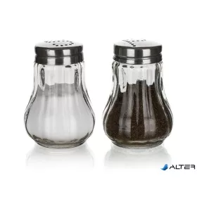   Asztali só-, borsszóró készlet, üveg és inox, 2 db, 7 cm "Mono"