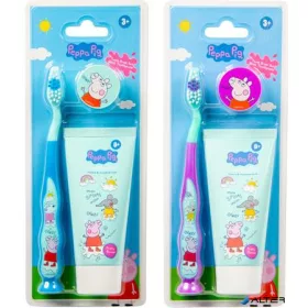   Fogkrém és fogkefe szett, gyerekeknek, 3+, "Peppa Pig", vegyes színek