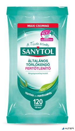 Fertőtlenítő törlőkendő, 60 db maxi/120 db standard, SANYTOL