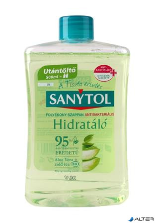 Antibakteriális folyékony szappan, utántöltő, 500 ml, SANYTOL, zöld tea és aloe vera