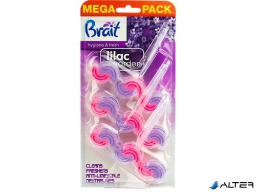 WC tisztító blokk, 2 fázisú, 3x45 g, "Brait Hygiene and fresh", orgona