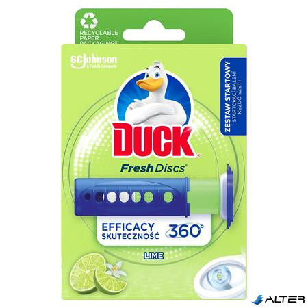 WC tisztító korong adagolóval, 36 ml, DUCK "Fresh Discs", lime 
