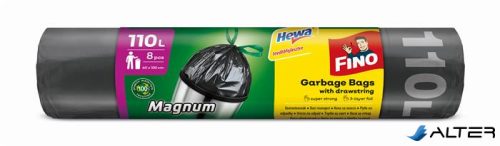 Szemeteszsák, önzáró szalagos, 110 l, 8 db, 60x100 cm, 30 µ, FINO "Magnum", fekete