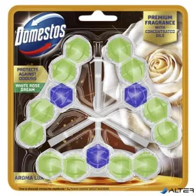   WC frissítő blokk, 3 db-os, DOMESTOS "Aroma Lux", fehér rózsabimbó és teafa olaj
