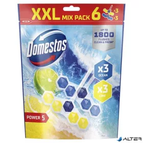   WC frissítő blokk, 6 db-os, DOMESTOS "Power 5", óceán és lime