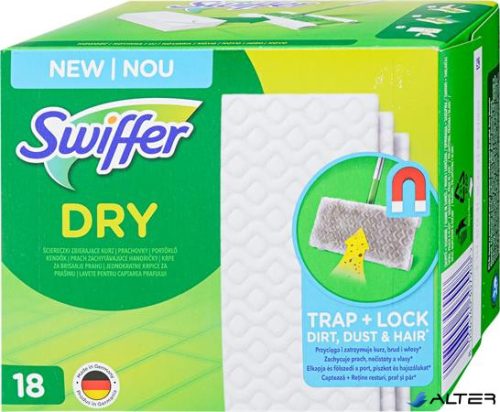 Száraz padlótörlő kendő, utántöltő, 18 db, SWIFFER "Dry"