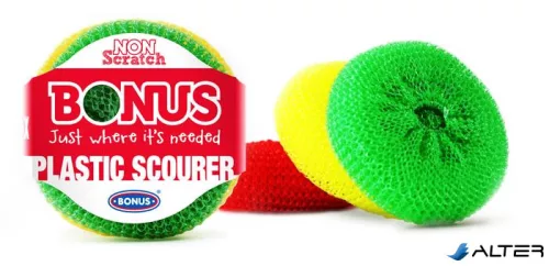 Műanyag súroló, 3 db, BONUS, vegyes színek