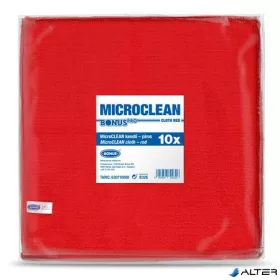   Törlőkendő, mikroszálas, univerzális, 10 db, 32x32 cm, BONUS 'MicroCLEAN', piros