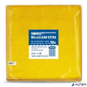   Törlőkendő, mikroszálas, univerzális, 10 db, 40x40 cm, BONUS 'MicroCLEAN Extra', sárga