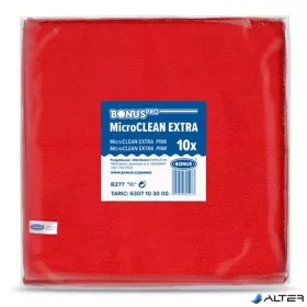   Törlőkendő, mikroszálas, univerzális, 10 db, 40x40 cm, BONUS "MicroCLEAN Extra", piros