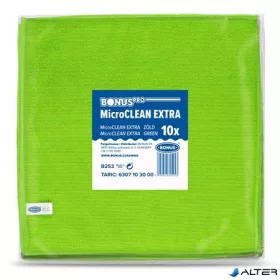  Törlőkendő, mikroszálas, univerzális, 10 db, 40x40 cm, BONUS "MicroCLEAN Extra", zöld