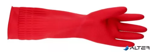 Gumikesztyű, háztartási, latex, extra hosszú, 38 cm, S méret, BONUS, piros