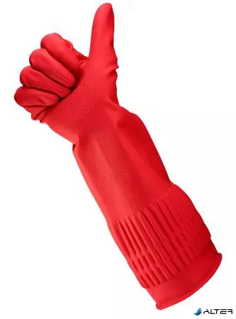 Gumikesztyű, háztartási, latex, extra hosszú, 38 cm, M méret, BONUS, piros
