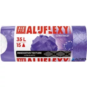   Szemeteszsák, zárószalagos, LDPE, illatosított, 35 l, 15 db, 53x53 cm, 20 µ, ALUFIX "Aluflexy", lila
