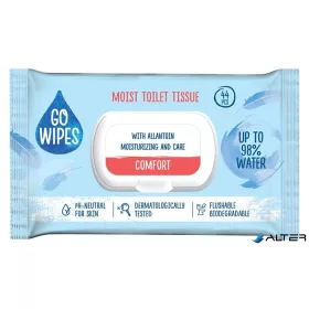   Toalettpapír, nedves, visszazárható tetővel, 44 db, GO WIPES "Comfort"