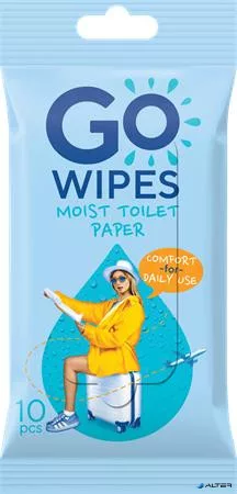 Toalettpapír, nedves, 10 db, GO WIPES "Comfort"