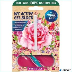 WC tisztító blokk, 45 g, AMBI PUR, rózsa és liliom