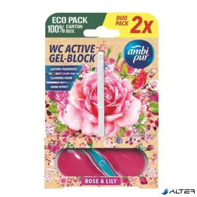 WC tisztító blokk, 2x45 g, AMBI PUR, rózsa és liliom