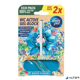WC tisztító blokk, 2x45 g, AMBI PUR, vízi virágok