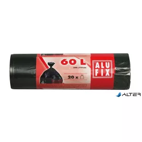 Szemeteszsák, 60 l, 20 db, 64x71 cm, 15 µ, ALUFIX, fekete