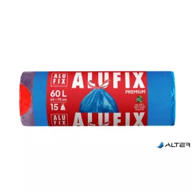   Szemeteszsák, zárószalagos, 60 l, 15 db, 64x71 cm, 26 µ, ALUFIX, kék