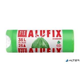   Szemeteszsák, zárószalagos, 35 l, 25 db, 53x60 cm, 15 µ, ALUFIX, zöld