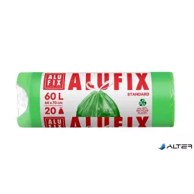   Szemeteszsák, zárószalagos, 60 l, 20 db, 64x71 cm, 16 µ, ALUFIX, zöld