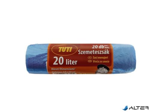 Szemeteszsák, 20 l, 20 db, 50x50 cm, 9 µ, TUTI, kék