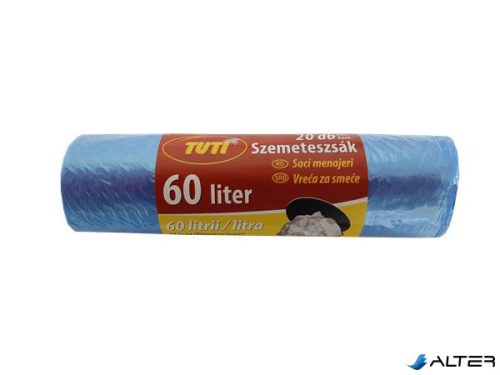 Szemeteszsák, 60 l, 20 db, 55x65 cm, 9 µ, TUTI, kék