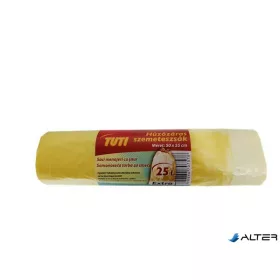   Szemeteszsák, zárószalagos, 25 l, 20 db, 50x55 cm, 14 µ, TUTI, sárga