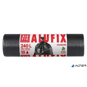   Szemeteszsák, 240 l, 10 db, 100x125 cm, 40 µ, ALUFIX, fekete