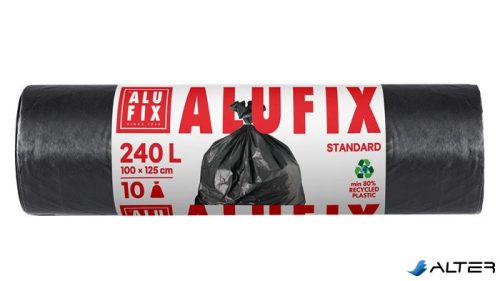 Szemeteszsák, 240 l,10 db, 100x125 cm, 40 µ, ALUFIX, fekete