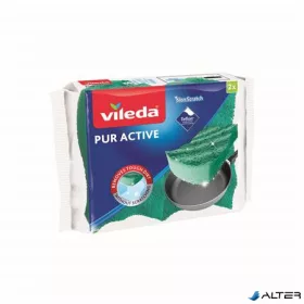Mosogatószivacs, 2 db, VILEDA "Pur Active", zöld