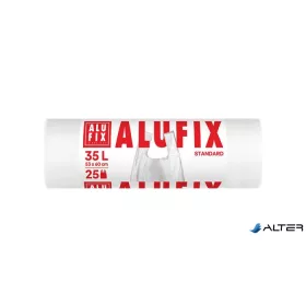   Szemeteszsák, köthető füllel, 35 l, 25 db, 53x60 cm, 10 µ, ALUFIX, fehér