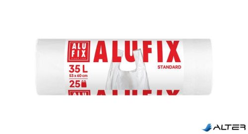Szemeteszsák, köthető füllel, 35 l, 25 db, 53x60 cm, 10 µ, ALUFIX, fehér