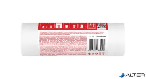 Szemeteszsák, köthető füllel, 35 l, 25 db, 53x60 cm, 10 µ, ALUFIX, fehér