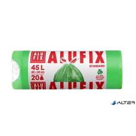   Szemeteszsák, zárószalagos, 45 l, 20 db, 60x60 cm, 14 µ, ALUFIX, "Prémium", zöld