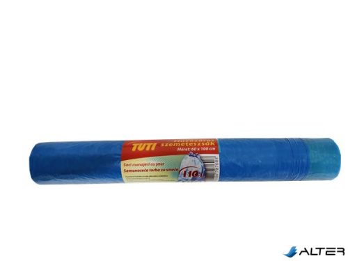 Szemeteszsák, zárószalagos, 110 l, 10 db, 60x100 cm, 16 µ, TUTI, kék