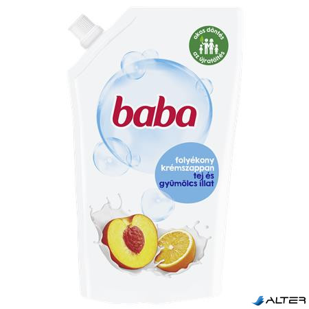 Folyékony szappan utántöltő, 0,5 l, BABA, tej és gyümölcs