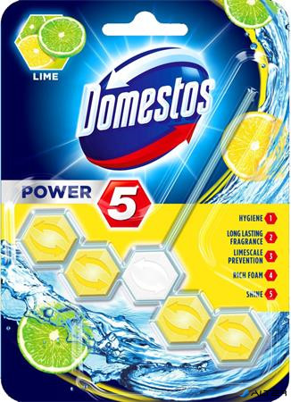 WC fertőtlenítő, 1 db-os, DOMESTOS 'Power 5', lime