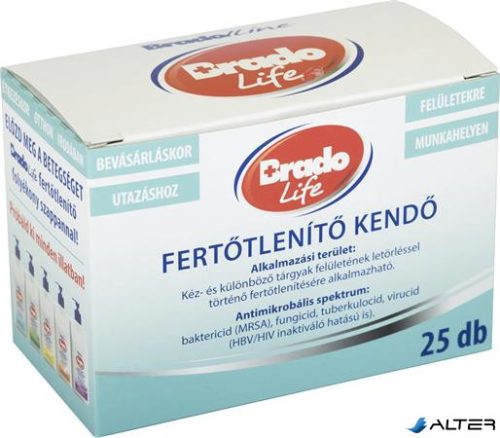 Fertőtlenítő kendő, 25 db, BRADOLIFE