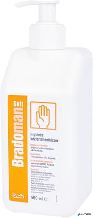 Kézfertőtlenítő szer, higiénés, pumpás, 500 ml, BRADOMAN "Soft"