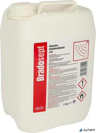 Felület fertőtlenítőszer, alkoholos, 5 l, BRADOSEPT