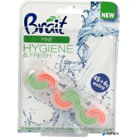   WC tisztító blokk, 2 fázisú, 45 g, "Brait Hygiene and fresh", fenyő