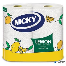   Kéztörlő, tekercses, 2 rétegű, 90 lap, "Nicky", citrom