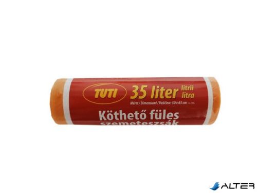 Szemeteszsák, köthető füles, 35 l, 20 db, 50x60 cm, 9 µ, TUTI, narancssárga