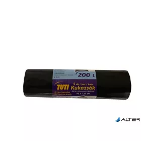   Szemeteszsák, extra erős, 200 l, 5 db, 95x120 cm, 38 µ, TUTI "Mega", fekete