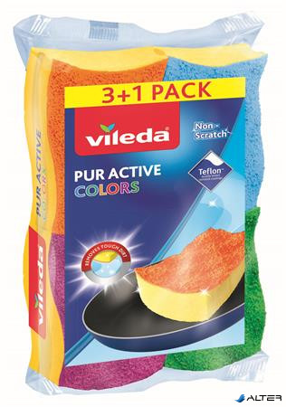 Mosogatószivacs, 3+1 db, VILEDA "Pur Active Colors "